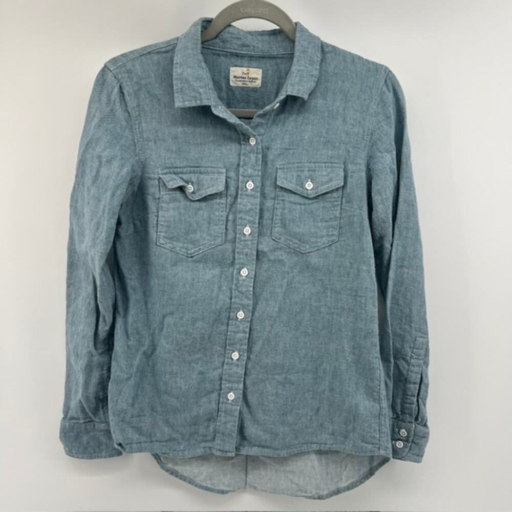 Marine Layer Womens Button Up Shirt Size S Blue Soft Cotton Casual Capsule